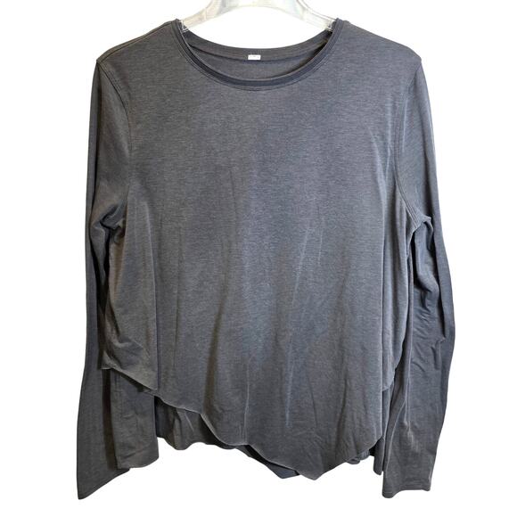 Lululemon Sweetest Day Top Long Sleeve Sz M Gray Stretch Layered Knit Jersey - Picture 2 of 13